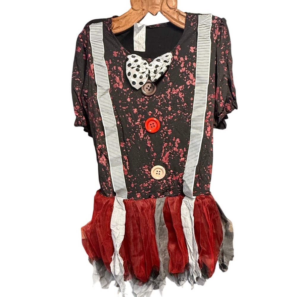 Killer Clown Adult Plus Costume 16-20 Dress Hat gloves cosplay circus see notes